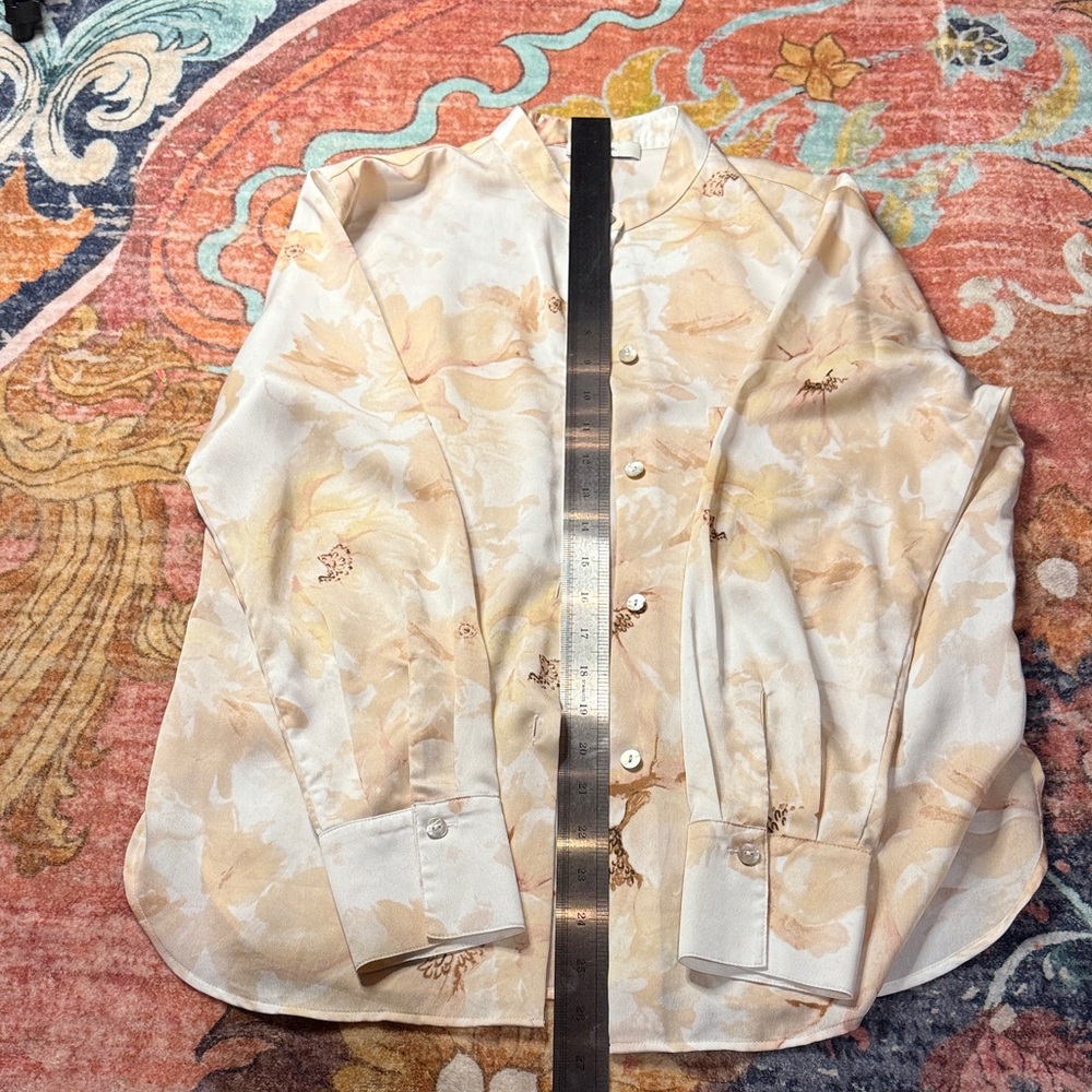 Vince Cream Floral Button-Down Shirt